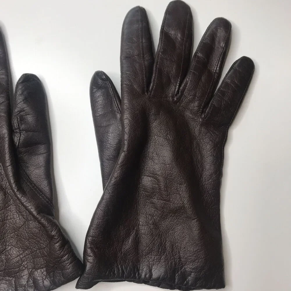 Franklin Simon womens Vintage Gloves Deep Brown Flawed-wear